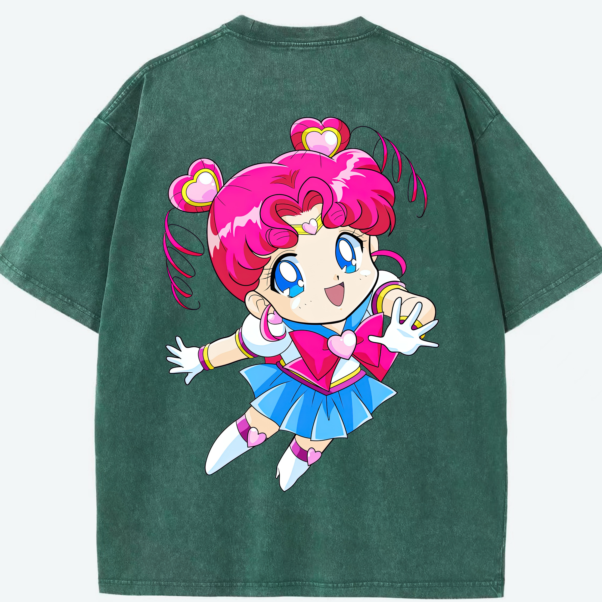 （画像用） 美少女戦士セーラームーン ちびうさ Sailor Moon Chibiusa Tsukino Usagi Small Lady Serenity 綿100% ヴィンテージ風 半袖Tシャツ（背面プリント）